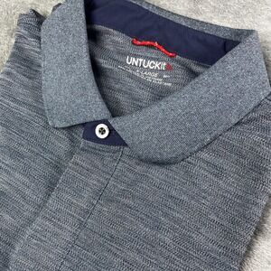 UNTUCKit Mens XL Blue‎ Heather Short Sleeve Polo Shirt